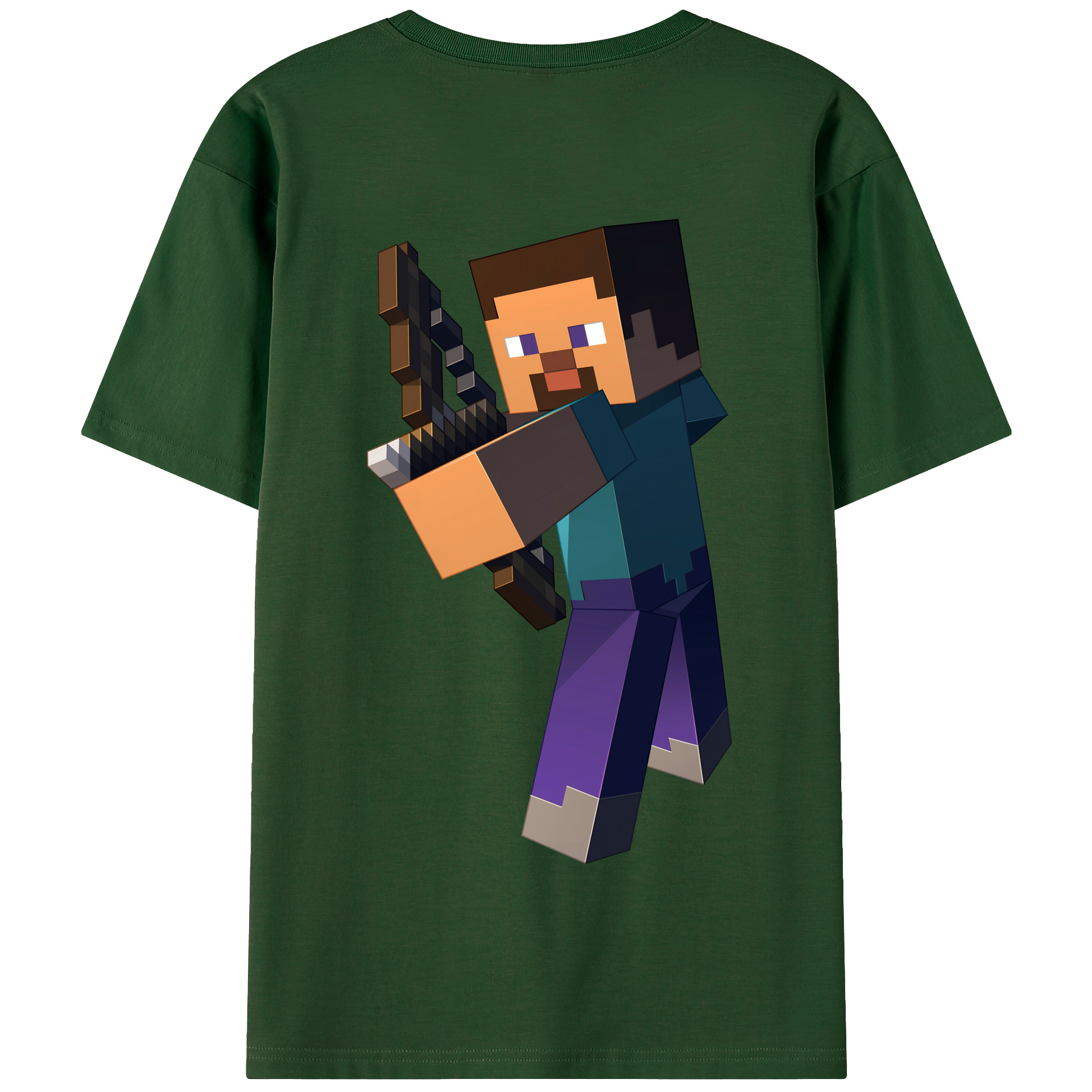 （画像用） マインクラフト ブロックの世界 Minecraft MC Block world 綿100％半袖Tシャツ（背面プリント）
